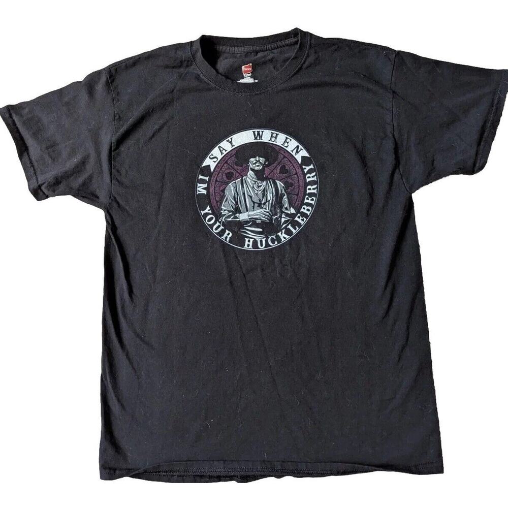 Vintage I'm Your Huckleberry Tombstone Graphic Tee Shirt Men L Black Western